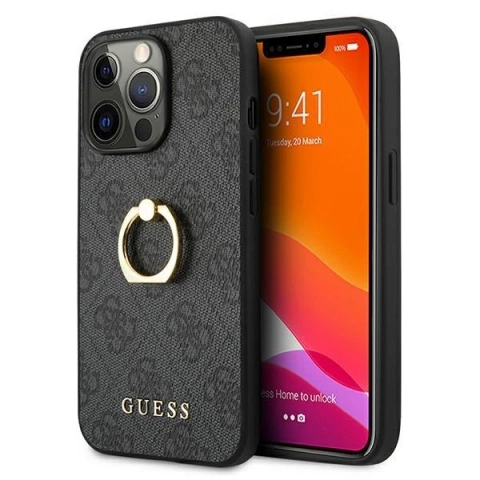Etui Guess GUHCP13L4GMRGR do Apple iPhone 13 Pro / 13 6,1" szary/grey hardcase 4G with ring stand