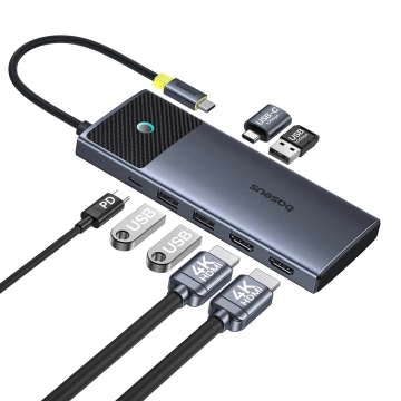 Baseus Metal Gleam Series II 7-w-1 USB-C Hub PD100W, 2×USB-A, 2×HDMI 4K