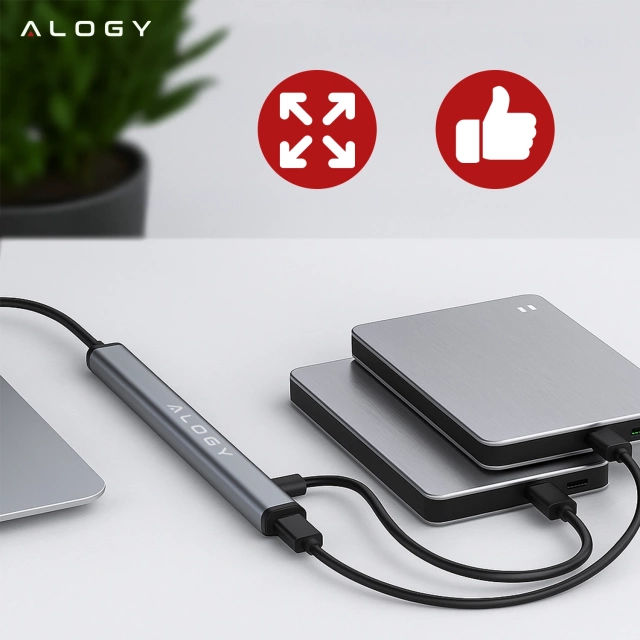 Hub 7w1 USB-C z USB 3.0 do 7x USB-A (1x3.0 + 6x2.0) – Alogy MultiHub™ Do Notebooka Laptopa