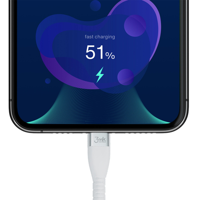 Kabel 1m 3mk Hyper Silicone Cable przewód USB-C do Lightning 20W 3A MFi Biały