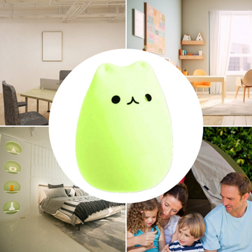 RGB-LED-Nachtlicht für Kinder, Kätzchen, Katze, USB wiederaufladbar, 16 Farben, Silikon-Touch, Weiß