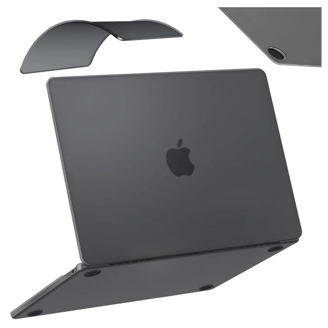 Etui do Apple MacBook Air 13.6 M2 / M3 / M4 (2022, 2023, 2024, 2025) - elastyczna, matowa obudowa ochronna, smukła i odporna na zarysowania – Alogy AirGuard™ Czarny