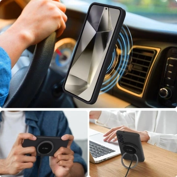 Etui für Samsung Galaxy S25 Edge Tech-Protect Liquid Silicone MagSafe Schwarz