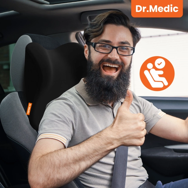 Poduszka do Samochodu pod Głowę Kark Szyję DR.MEDIC NeckRest™ Ergonomiczna poduszka na fotel zagłówek krzesło do biura auta dla kierowcy pasażera