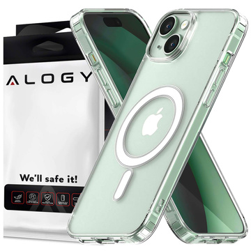 Hülle für iPhone 15 MagSafe Hybrid Case Cover Shock Clear Alogy Transparentes Glas