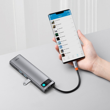 Hub 11w1 Baseus Metal Gleam Series, USB-C für 3x USB 3.0 2x HDMI USB-C PD Ethernet RJ45 microSD/SD VGA AUX