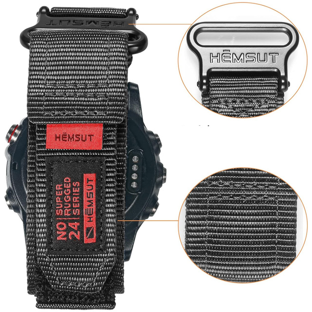 Pasek nylonowy do Garmin Fenix 5x 6x 7x Pro 26mm Nylon Band Sport Czarny