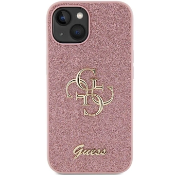 Original GUESS Hardcase GUHCP15SHG4SGP Hülle für iPhone 15 (Fixed Glitter Big 4G / Pink)