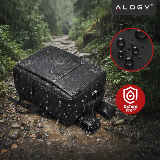 Plecak biznesowy na laptopa 15–16" – wodoodporny, odporny na wstrząsy, z kieszenią na butelkę i paskiem na walizkę – Alogy UrbanPack Pro™ Czarny