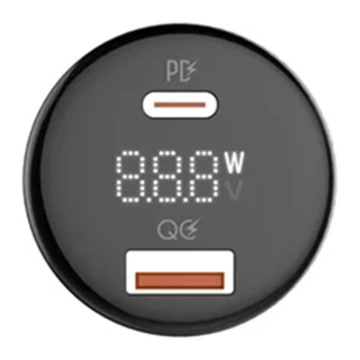 LDNIO C101 Autoladegerät, USB-C, 100 W USB-C-auf-Lightning-Kabel (schwarz)
