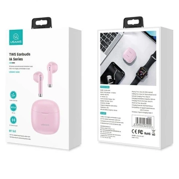 Bluetooth 5.0 Kopfhörer USAMS TWS IA-Serie kabellos pink/pink BHUIA04 (US-IA04)
