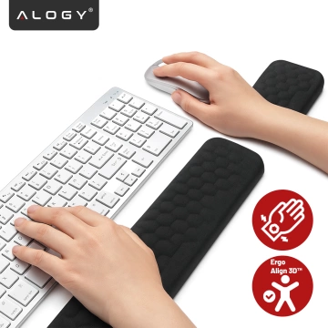 Alogy ErgoSupport™ Ergonomisches Tastatur- und Maus-Set aus Memory-Schaum, rutschfest und atmungsaktiv, Schwarz