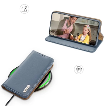 Dux Ducis Hivo Leather Flip Cover Echtleder Geldbörse für Karten und Dokumente Samsung Galaxy S22 (S22 Plus) Blau