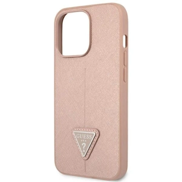 Guess GUHCP14XPSATLP Hülle für Apple iPhone 14 Pro Max 6,7" rosa/rosa Hardcase SaffianoTriangle Logo