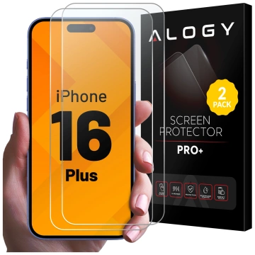2x Panzerglas für Apple iPhone 16 Plus Displayschutzfolie 9H Alogy Heavy Pro™️ [2 Stück]