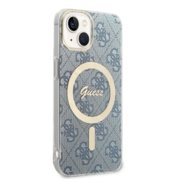 Zestaw Guess GUBPP14MH4EACSB Case Charger iPhone 14 Plus 6,7" niebieski/blue Hartschalenetui 4G Print MagSafe