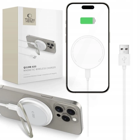 Ładowarka MagSafe Tech-Protect QI15W-A33 Biała 15W Stojak