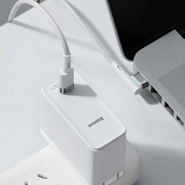 Baseus Zinc Magnetic USB-C Typ C 2 m magnetisches abgewinkeltes Kabel für MagSafe 60 W Weiß