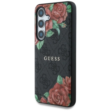 Etui Guess 4G Flowers Print MagSafe do Samsung Galaxy S25 Czarny