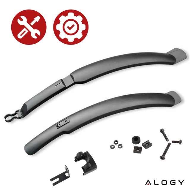 Błotniki rowerowe zestaw przód i tył komplet Alogy BikeShield Set wachlarze uniwersalne Błotnik rowerowy Czarne
