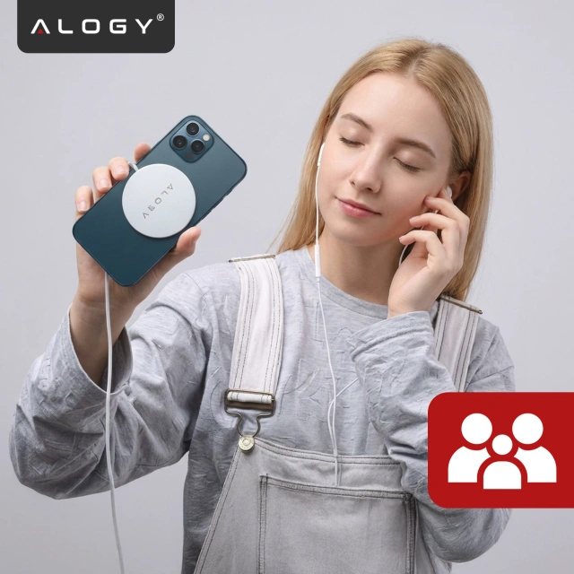 Ładowarka indukcyjna do iPhone 12/13/14/15/16/17 PRO / MAX/ MINI/ ULTRA Alogy do MagSafe bezprzewodowa 20W Biała