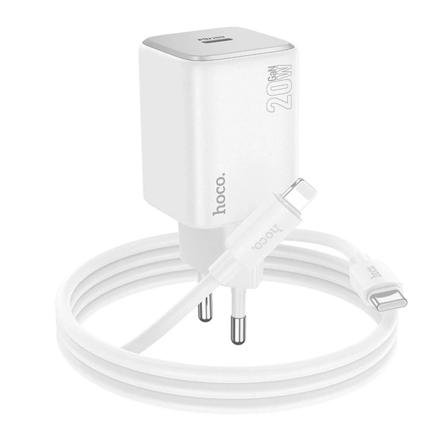 Hoco N40 20W USB-C Ladegerät USB-C Lightning PD QC Kabel Weiß