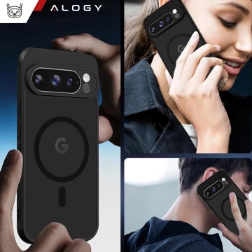 Hülle für Google Pixel 9 Pro Alogy MagSafe Hybrid Matte Case Rückseite für MagMat Phone Mattschwarz