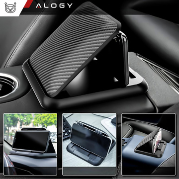 Alogy Carbon Auto-Cockpit-Armaturenbrett-Halterung für Telefone bis zu 6,8 Zoll, GPS, schwarzer Organizer