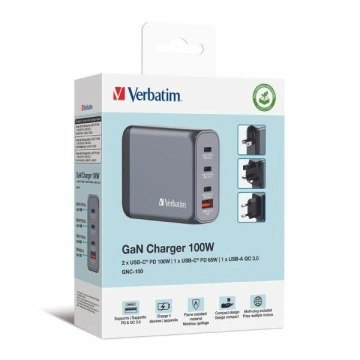 Verbatim GaN 100W Wandladegerät 3xUSB-C/USB-A-Adapter
