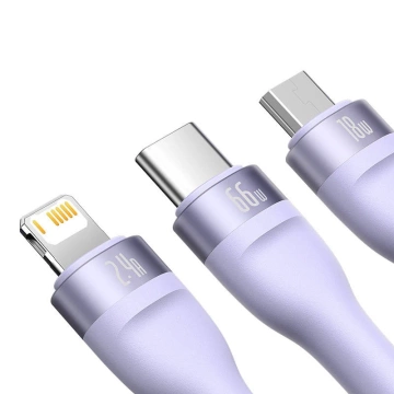 Kabel USB 3w1 Baseus Flash II, USB-C Micro-USB Lightning, 66W, 1,2m (Foto)