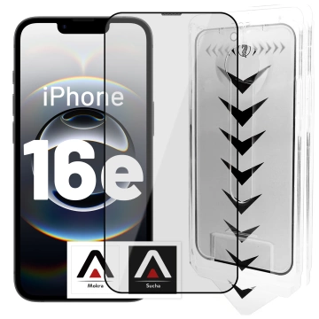 Gehärtetes Glas für Apple iPhone 16e Displayschutzfolie 9H Alogy EasyShield™️ mit Montagerahmen