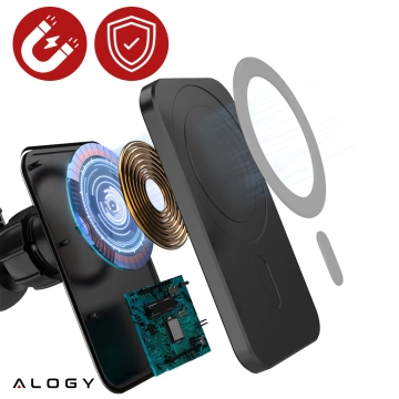 Autohalterung mit Qi MagSafe Alogy Ladegerät für ein Gitter / Board 15W
