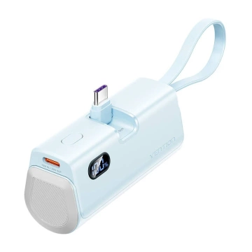 Powerbank Vention 4800 mAh 22,5 W LED Lightning USB-C Blau Kompakt