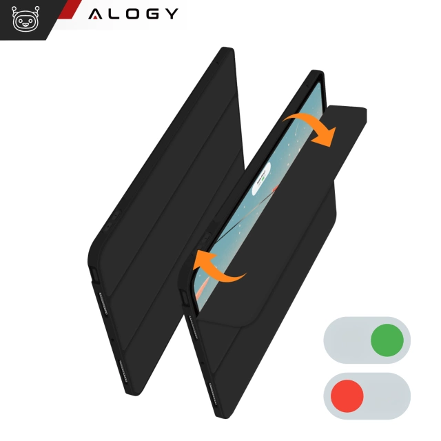 Etui ochronne z miejscem na rysik do Apple iPad Air 13" 2024/2025, iPad Pro 12.9" 2018-2022 Alogy Book Cover Case obudowa na tablet Czarne