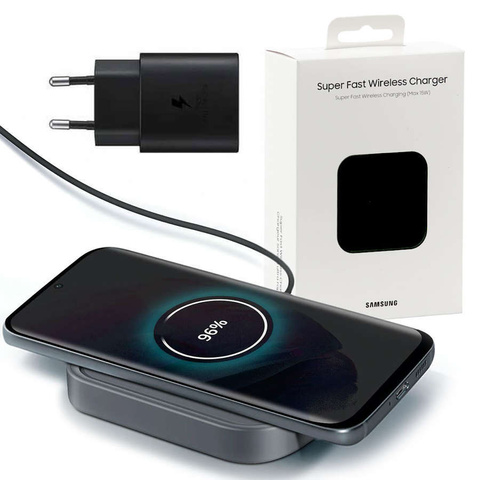 Bezprzewodowa Ładowarka indukcyjna Qi + sieciowa Samsung EP-P2400TB Fast Charger PD 15W Dark Grey