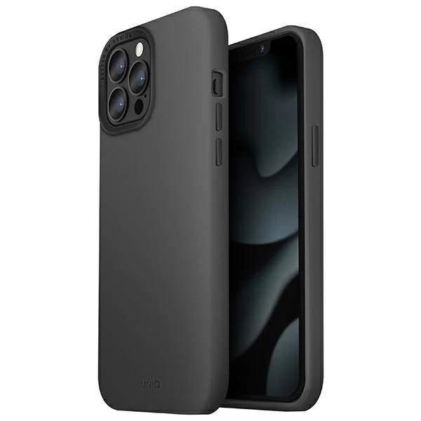 UNIQ Hülle Lino Hue iPhone 13 Pro Max 6.7" grau / anthrazit MagSafe