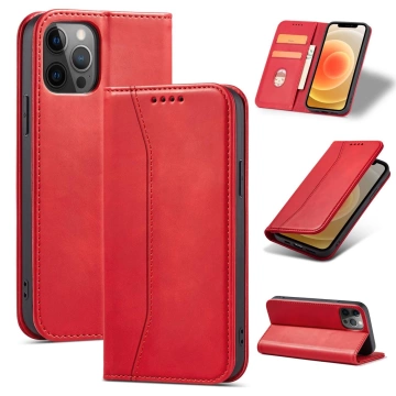 Magnet Fancy Case Hülle für iPhone 12 Pro Tasche Kartenetui Kartenständer Rot