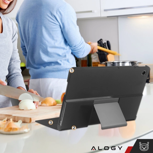 Etui + Szkło do Lenovo Tab Plus 11.5" 2024 TB351FU Alogy Book Cover Case obudowa na tablet Czarne + Rysik Gratis