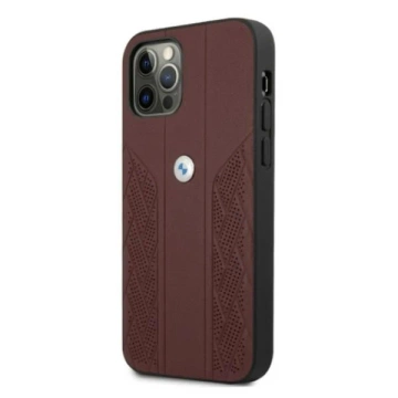 BMW BMHCP12LRSPPR Handyhülle für Apple iPhone 12 Pro Max 6.7" rot/rot Hardcase Leather Curve Perforate