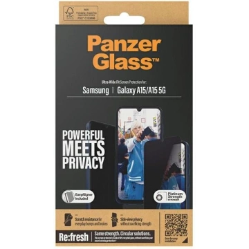 Gehärtetes Glas für Samsung Galaxy A15 5G PanzerGlass Ultra-Wide Fit Privacy EasyAligner