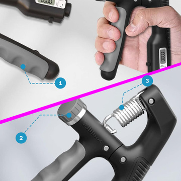 Haltegriff für Handübungen, verstellbar 10-100 kg, Training, Sport, Rehabilitation, mit Thekendisplay, Schwarz