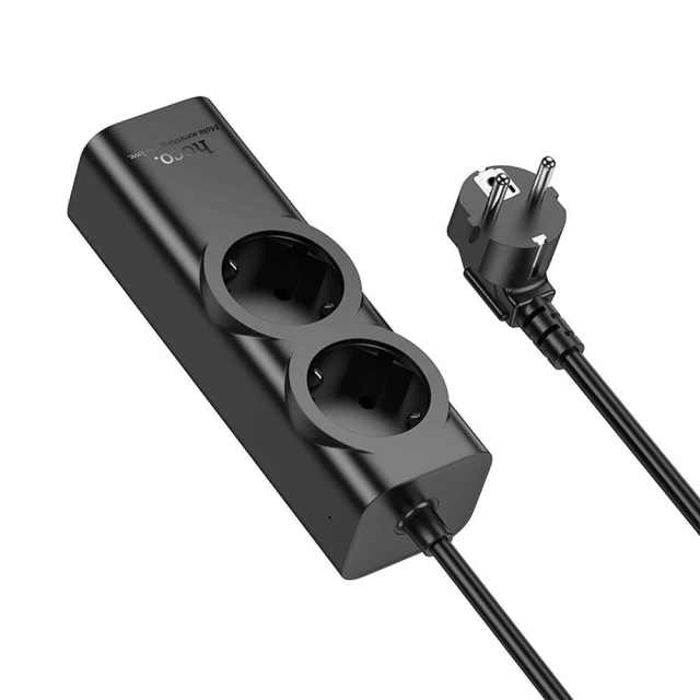 Hoco NS10 Ladeverlängerungskabel 2 m 67W 2x230V USB-C 3x USB-A Schwarz