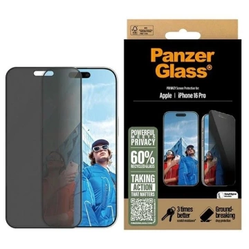 Gehärtetes Glas für iPhone 16 Pro PanzerGlass Privacy Displayschutz Ultra-Wide Fit