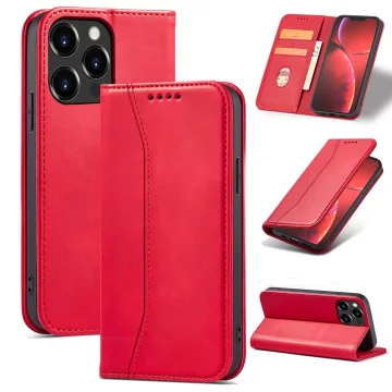 Magnet Fancy Case Case für iPhone 13 Pro Max Tasche Brieftasche Kartenhalter Rot
