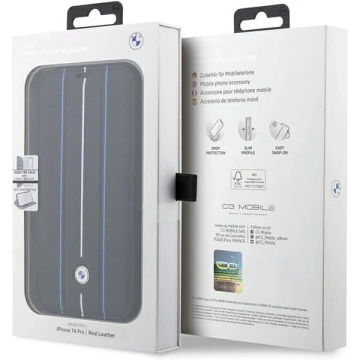 Etui BMW BMBKP14X22RVSK für Apple iPhone 14 Pro Max 6,7" Bücherregal Leather Stamp Blue Lines