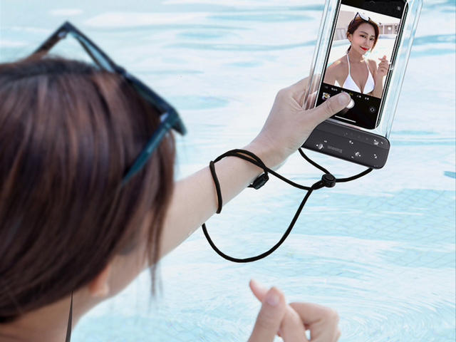 Etui wodoodporne Baseus Let's go Slip na telefon do 7.2 IPX8 Czarne