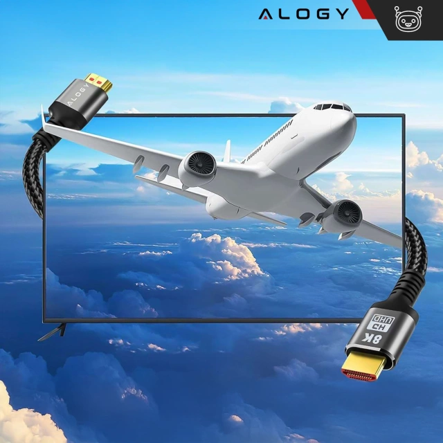 2x Kabel HDMI 2.1 Alogy 5m 4K 8K PREMIUM MIEDŹ ULTRA High Speed 60Hz 48GBps Czarny