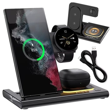 Kabelloses Ladegerät für Samsung: 3-in-1 kabellose Ladestation für Samsung Galaxy Watch 7/6/5/4/3 Pro Classic, Galaxy Buds für S24 Ultra, S23, S22, S21, S20, Note 20/10, Z Fold