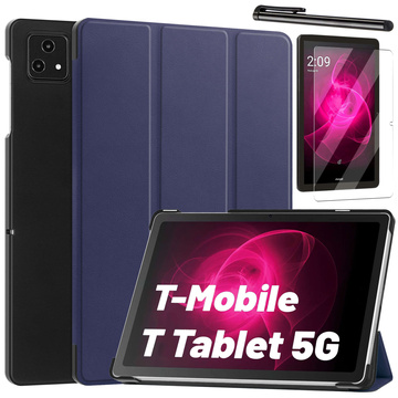 Glashülle für T-Mobile T Tablet 5G 10,36 Zoll Tablet-Hülle Alogy Book Cover Case Navy Blue Stylus Free