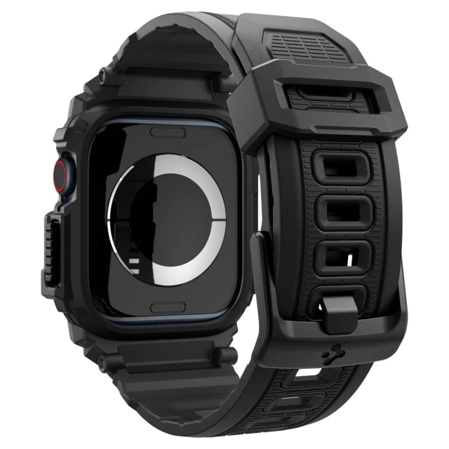 Hülle mit Armband für Apple Watch 10 (46 mm) Mattschwarz Spigen Rugged Armor Pro